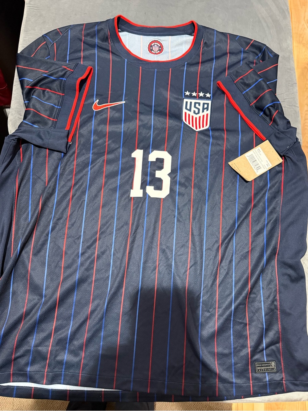 USA Men's Navy Stripe Soccer Jersey - #13
